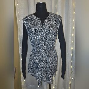 Black and White Patterned Sleeveless Top